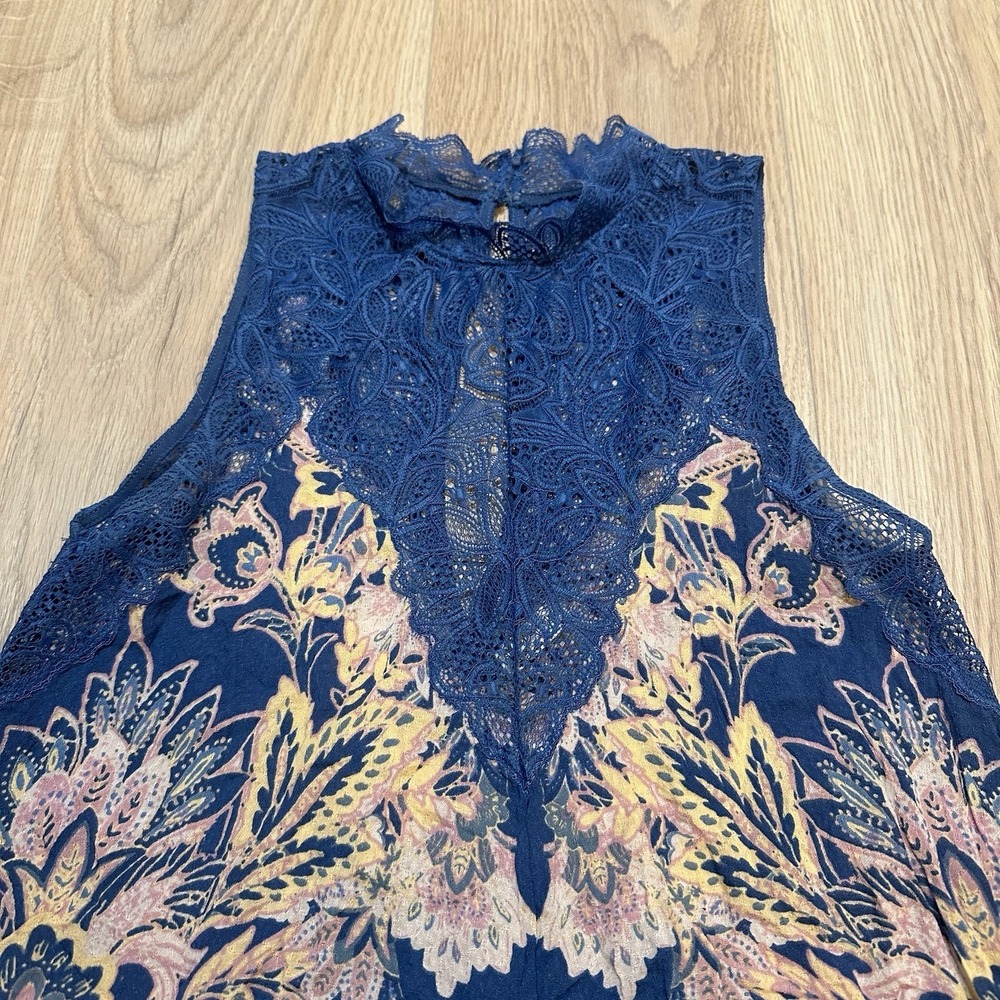 Intimately Free People Slip Dress size XS, Marsha Trapeze Blue Pink Floral Lace - Picture 3 of 9